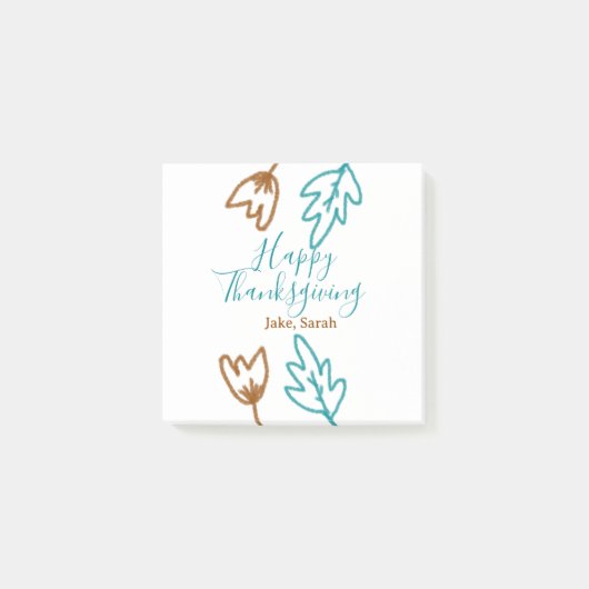 Happy Thanksgiving blauw bruin vallen bladeren blo Post-it® Notes (Voorkant)