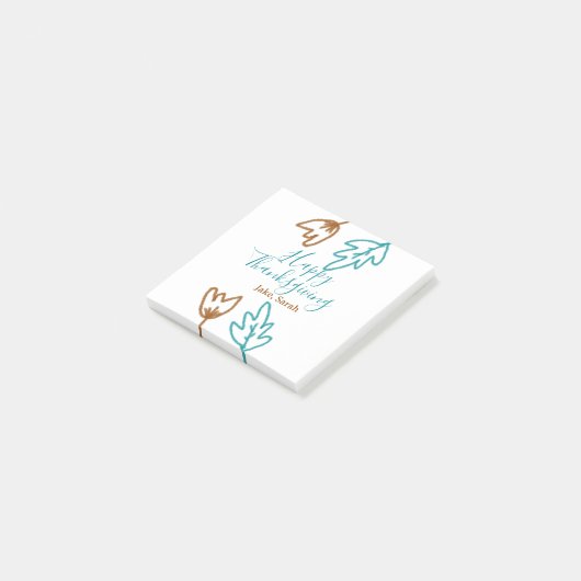 Happy Thanksgiving blauw bruin vallen bladeren blo Post-it® Notes (Schuin)