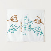 Happy Thanksgiving blauw bruin vallen bladeren blo Wandkleed (Voorkant (horizontaal))