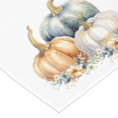 Happy Thanksgiving Blauw Sinaasappel Gouden Pompoe Korte Tafelloper (Hoek)