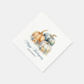 Happy Thanksgiving Blauw Sinaasappel Gouden Pompoe Servet (Hoek)