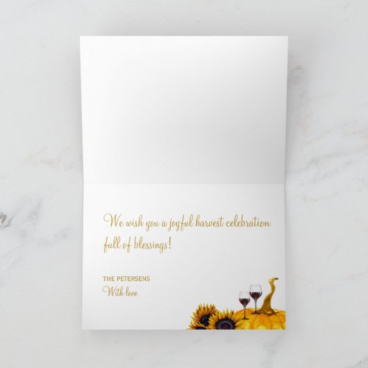 Happy Thanksgiving bloemenrustieke houten Thanksgi Feestdagen Kaart (Binnen)