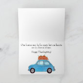 Happy Thanksgiving Blue Retro Fiat 500 Kaart (Binnen)