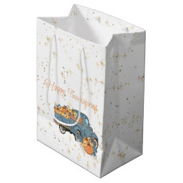 Happy Thanksgiving Blue Truck met pompoenen Medium Cadeauzakje