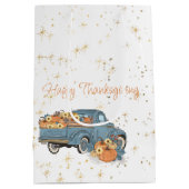 Happy Thanksgiving Blue Truck met pompoenen Medium Cadeauzakje (Achterkant)
