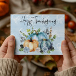 Happy Thanksgiving Blue Waterverf pompoen Briefkaart<br><div class="desc">Dit ontwerp werd gecreeerd door digitale kunst. Het kan worden gepersonaliseerd door de aanpassingsknoop te klikken en de kleur te veranderen, een naam, initialen of uw favoriete woorden toe te voegen. Neem contact met me op colorflowcreations@gmail.com als je dit ontwerp op een ander product wilt gebruiken. Koop mijn oorspronkelijke abstracte...</div>