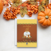 Happy Thanksgiving Boho Bloemen Pompoen Bruin Flat Feestdagenkaart