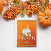 Happy Thanksgiving Boho Floral Pumpkin Orang Flat