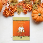 Happy Thanksgiving Boho Floral Pumpkin Orang Flat Feestdagenkaart