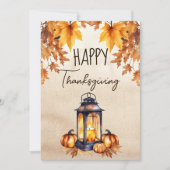 Happy Thanksgiving boho rustieke lantaarn waterver Feestdagenkaart (Voorkant)