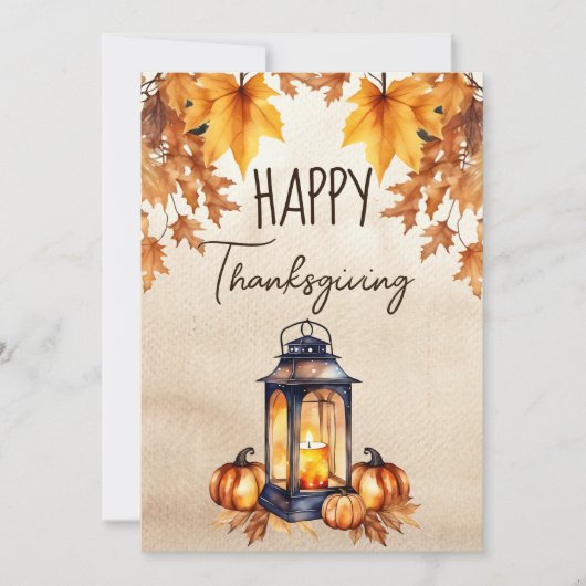 Happy Thanksgiving boho rustieke lantaarn waterver Feestdagenkaart (Voorkant)