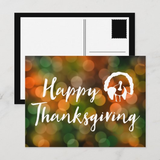 Happy Thanksgiving (bokeh herfst lampjes) Feestdagenkaart (Voorkant / Achterkant)