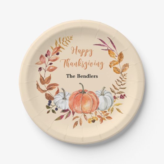 Happy Thanksgiving-Bord voor gepersonaliseerd papi Papieren Bordje (Voorkant)