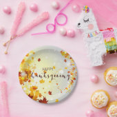 Happy Thanksgiving-Borden met bladeren Papieren Bordje (Feest)