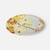 Happy Thanksgiving-Borden met bladeren Papieren Bordje (Gekanteld)
