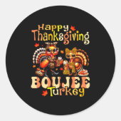 Happy Thanksgiving Boujee Turkey Leopard Boo-jee F Ronde Sticker (Voorkant)