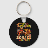 Happy Thanksgiving Boujee Turkey Leopard Boo-jee F Sleutelhanger (Voorkant)