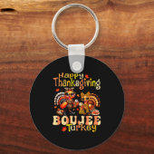 Happy Thanksgiving Boujee Turkey Leopard Boo-jee F Sleutelhanger (Voorkant)