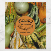 Happy Thanksgiving Bounful Harvest Wijn Etiket (Enkel label)