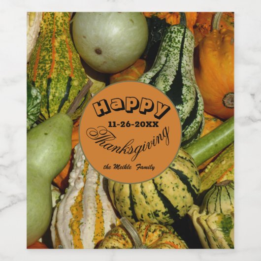 Happy Thanksgiving Bounful Harvest Wijn Etiket (Enkel label)
