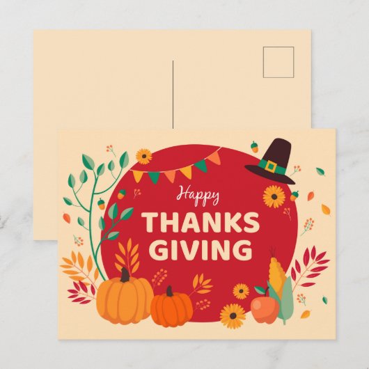 Happy Thanksgiving Briefkaart (Voorkant / Achterkant)