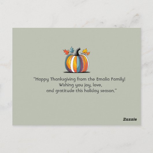 Happy Thanksgiving Briefkaart (Achterkant)