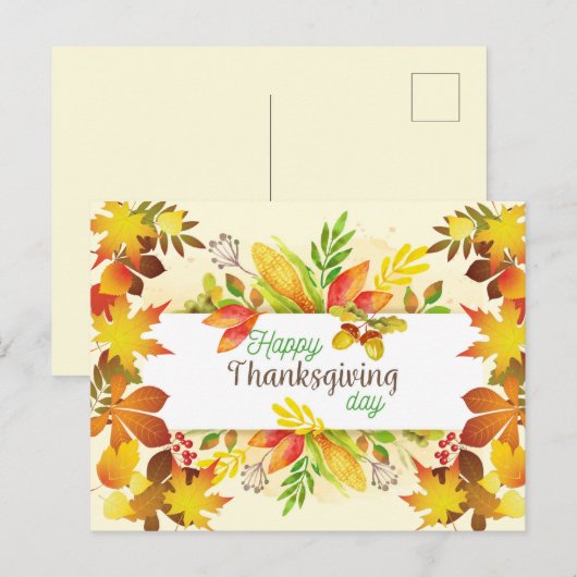 Happy Thanksgiving Briefkaart (Voorkant / Achterkant)