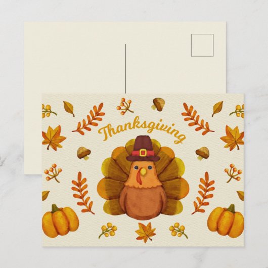 Happy Thanksgiving Briefkaart (Voorkant / Achterkant)