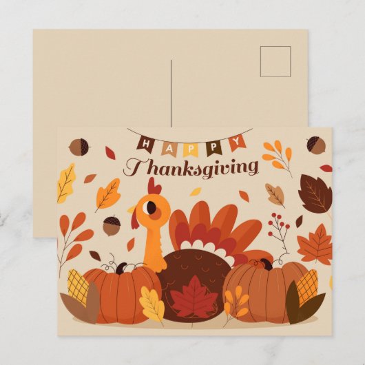 Happy Thanksgiving Briefkaart (Voorkant / Achterkant)