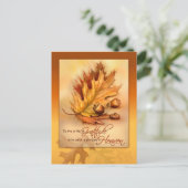 Happy Thanksgiving Briefkaart herfstbladeren en ei (Staand voorkant)