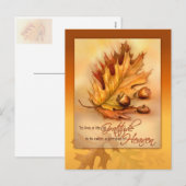 Happy Thanksgiving Briefkaart herfstbladeren en ei (Voorkant / Achterkant)