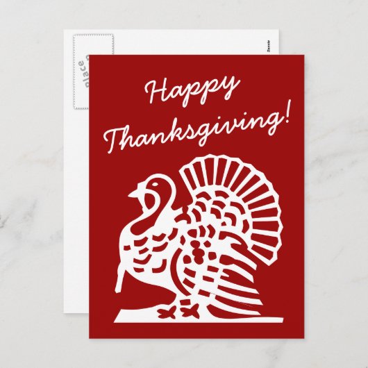 Happy Thanksgiving briefkaarten met kalkoen tekeni (Voorkant / Achterkant)