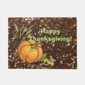 Happy Thanksgiving Brown Faux Glitter Deurmat (Voorkant)