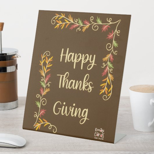 Happy Thanksgiving - Brown Theme Reclamebord Met Voetstuk (Insitu)