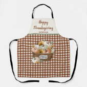 Happy Thanksgiving Bruin Plaid Pompoen Herfst Schort (Voorkant)