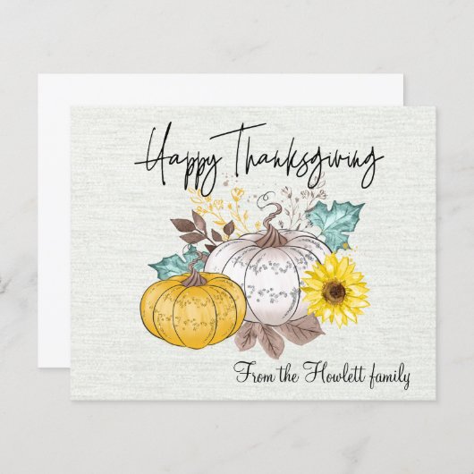 Happy Thanksgiving Budget Kaart Pumpkin (Voorkant / Achterkant)