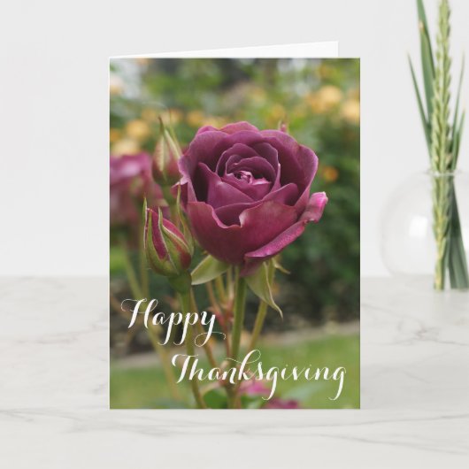 Happy Thanksgiving Burgundy Iceberg Roos #1 Kaart (Voorkant)