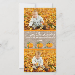 Happy Thanksgiving Burlap 2-foto's - Fotokaart Feestdagenkaart