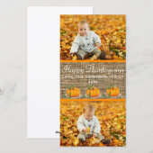 Happy Thanksgiving Burlap 2-foto's - Fotokaart Feestdagenkaart (Voorkant / Achterkant)