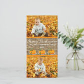 Happy Thanksgiving Burlap 2-foto's - Fotokaart Feestdagenkaart (Staand voorkant)