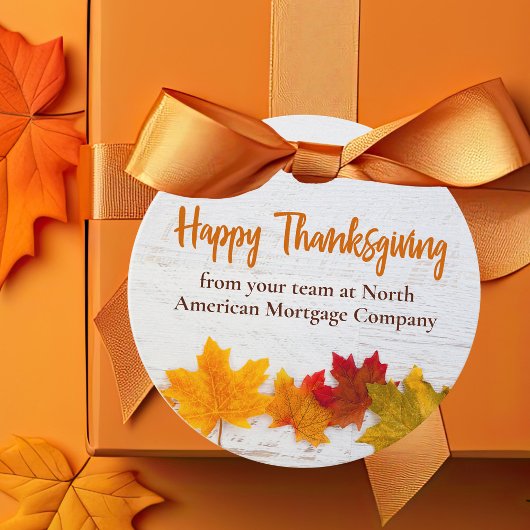 Happy Thanksgiving Business Autumn Leaves Company Bedankjes Labels