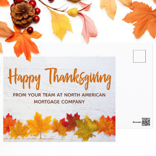 Happy Thanksgiving Business Autumn Leaves Company Briefkaart