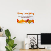 Happy Thanksgiving Business Autumn Leaves Company Poster (Thuiskantoor)