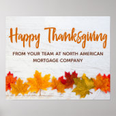 Happy Thanksgiving Business Autumn Leaves Company Poster (Voorkant)