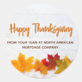 Happy Thanksgiving Business Autumn Leaves Company Ronde Sticker (Voorkant)