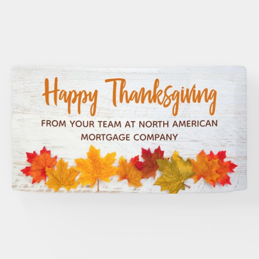 Happy Thanksgiving Business Autumn Leaves Company Spandoek (Horizontaal)