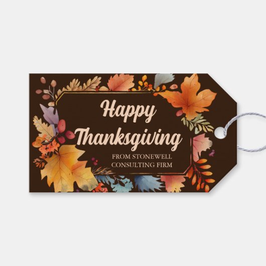 Happy Thanksgiving Business  Brown vertrekt Cadeaulabel (Voorkant (Horizontaal))