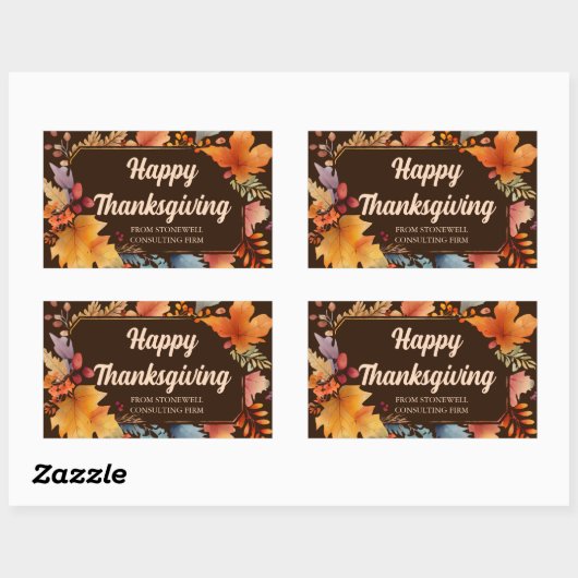 Happy Thanksgiving Business  Brown vertrekt Rechthoekige Sticker (Vel)