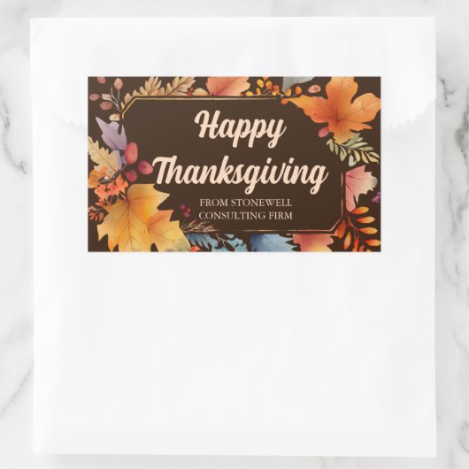 Happy Thanksgiving Business  Brown vertrekt Rechthoekige Sticker (Tas)