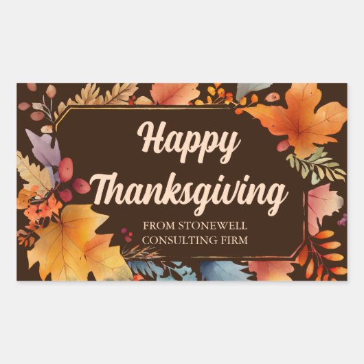 Happy Thanksgiving Business  Brown vertrekt Rechthoekige Sticker (Voorkant)